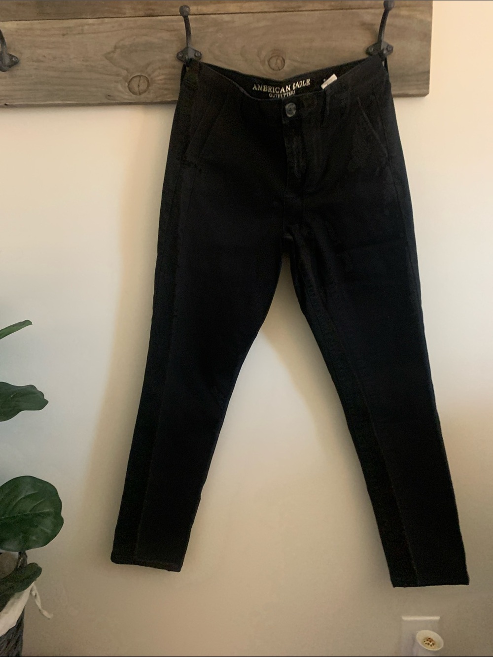 American Eagle Outfitters Womens Black Skinny Khaki Pants
